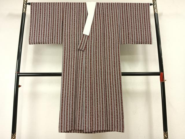 平和屋着物●長襦袢　無双仕立て　かまわぬ　茄子　フグ　半衿刺繍　正絹　逸品　AABM8324fy