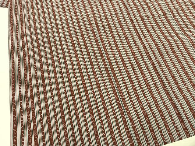 平和屋着物●長襦袢　無双仕立て　かまわぬ　茄子　フグ　半衿刺繍　正絹　逸品　AABM8324fy