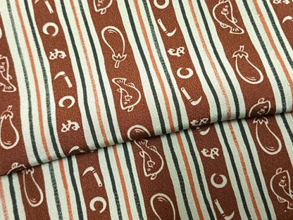 平和屋着物●長襦袢　無双仕立て　かまわぬ　茄子　フグ　半衿刺繍　正絹　逸品　AABM8324fy