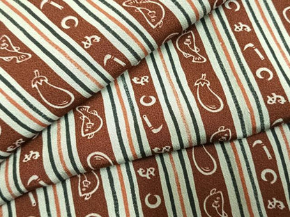 平和屋着物●長襦袢　無双仕立て　かまわぬ　茄子　フグ　半衿刺繍　正絹　逸品　AABM8324fy