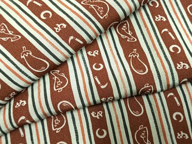 平和屋着物●長襦袢　無双仕立て　かまわぬ　茄子　フグ　半衿刺繍　正絹　逸品　AABM8324fy