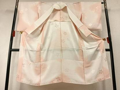 平和屋着物●長襦袢　無双仕立て　舞桜文　暈し染め　正絹　逸品　AABM8328fy