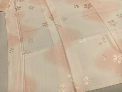 平和屋着物●長襦袢　無双仕立て　舞桜文　暈し染め　正絹　逸品　AABM8328fy