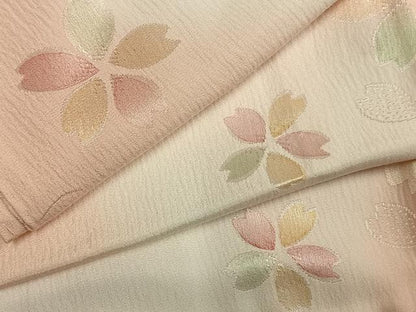 平和屋着物●長襦袢　無双仕立て　舞桜文　暈し染め　正絹　逸品　AABM8328fy