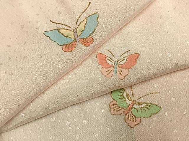 平和屋着物●長襦袢　袷　舞蝶文　金彩　正絹　逸品　AABM8332fy