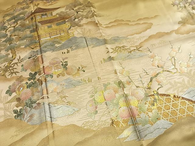 平和屋着物●豪華色留袖　作家物　螺鈿　松竹梅　風景花文　暈し染め　金銀彩　正絹　逸品　AABM8334fy