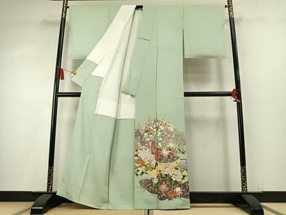 平和屋着物●高級染元　粋峰　林芳夫　京加賀友禅　色留袖　草花文　正絹　逸品　未使用　AABM8336fy