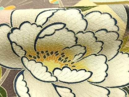 平和屋着物●高級染元　粋峰　林芳夫　京加賀友禅　色留袖　草花文　正絹　逸品　未使用　AABM8336fy