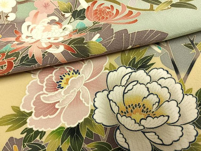 平和屋着物●高級染元　粋峰　林芳夫　京加賀友禅　色留袖　草花文　正絹　逸品　未使用　AABM8336fy
