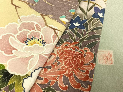 平和屋着物●高級染元　粋峰　林芳夫　京加賀友禅　色留袖　草花文　正絹　逸品　未使用　AABM8336fy