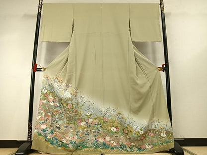 平和屋着物●豪華色留袖　友禅　作家物　花鳥文　暈し染め　正絹　逸品　未使用　AABM8337fy
