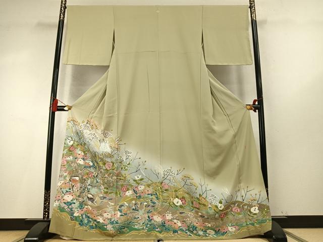 平和屋着物●豪華色留袖　友禅　作家物　花鳥文　暈し染め　正絹　逸品　未使用　AABM8337fy