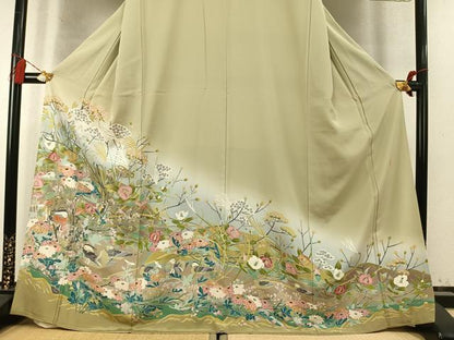 平和屋着物●豪華色留袖　友禅　作家物　花鳥文　暈し染め　正絹　逸品　未使用　AABM8337fy