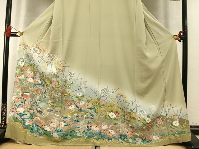 平和屋着物●豪華色留袖　友禅　作家物　花鳥文　暈し染め　正絹　逸品　未使用　AABM8337fy