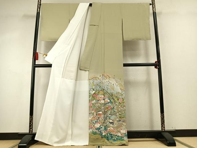 平和屋着物●豪華色留袖　友禅　作家物　花鳥文　暈し染め　正絹　逸品　未使用　AABM8337fy