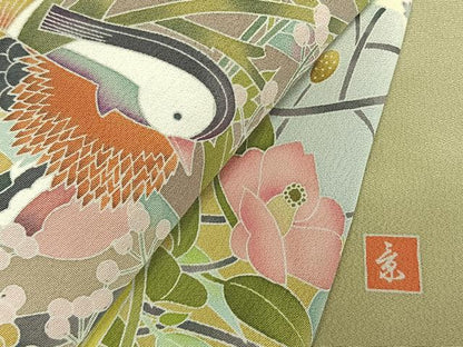 平和屋着物●豪華色留袖　友禅　作家物　花鳥文　暈し染め　正絹　逸品　未使用　AABM8337fy