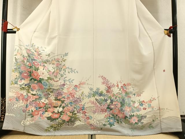 平和屋着物●豪華色留袖　友禅　作家物　草花文　暈し染め　正絹　逸品　未使用　AABM8338fy
