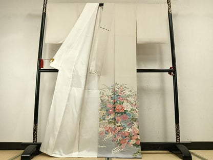 平和屋着物●豪華色留袖　友禅　作家物　草花文　暈し染め　正絹　逸品　未使用　AABM8338fy