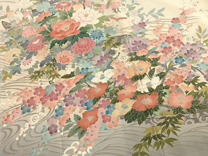 平和屋着物●豪華色留袖　友禅　作家物　草花文　暈し染め　正絹　逸品　未使用　AABM8338fy