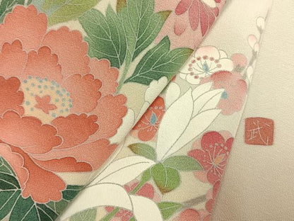 平和屋着物●豪華色留袖　友禅　作家物　草花文　暈し染め　正絹　逸品　未使用　AABM8338fy