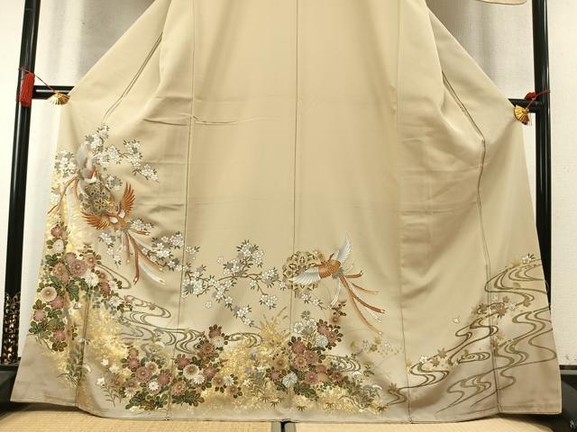 平和屋着物●豪華色留袖　駒刺繍　鳳凰花文　金彩　正絹　逸品　未使用　AABM8339fy