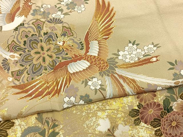 平和屋着物●豪華色留袖　駒刺繍　鳳凰花文　金彩　正絹　逸品　未使用　AABM8339fy