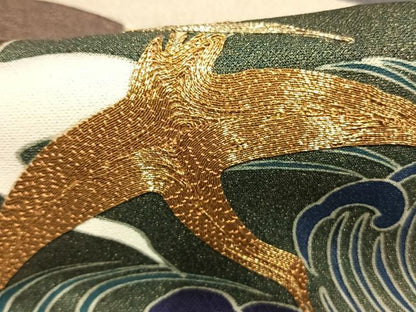 平和屋着物●豪華色留袖　駒刺繍　色紙地紙花鳥文　金銀彩　正絹　逸品　未使用　AABM8341fy