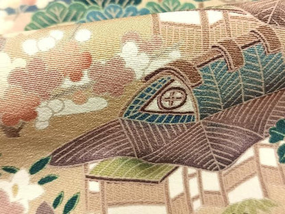 平和屋着物●豪華色留袖　友禅　作家物　松竹梅　風景文　正絹　逸品　未使用　AABM8342fy