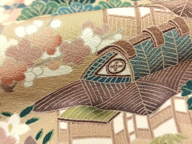 平和屋着物●豪華色留袖　友禅　作家物　松竹梅　風景文　正絹　逸品　未使用　AABM8342fy
