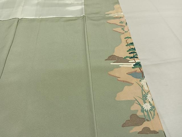 平和屋着物●豪華色留袖　友禅　作家物　松竹梅　風景文　正絹　逸品　未使用　AABM8342fy