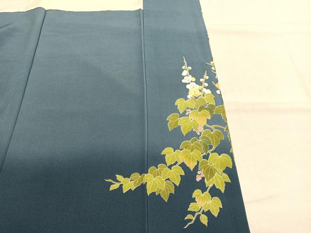 平和屋着物●十日町友禅作家　阿部佳雪　色留袖　地紙花鳥文　正絹　逸品　AABM8343fy