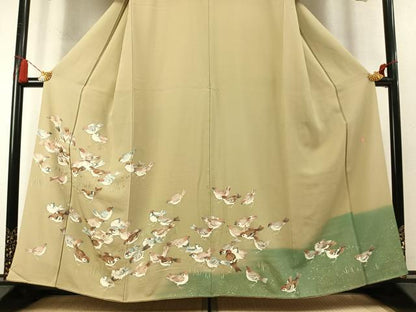 平和屋着物●豪華色留袖　作家物　雀　金銀彩　正絹　逸品　未使用　AABM8344fy