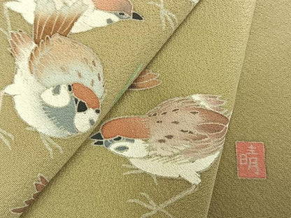 平和屋着物●豪華色留袖　作家物　雀　金銀彩　正絹　逸品　未使用　AABM8344fy