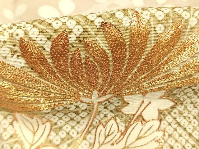 平和屋着物●豪華色留袖　駒刺繍　草花文　金彩　正絹　逸品　未使用　AABM8345fy