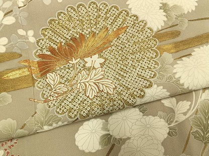 平和屋着物●豪華色留袖　駒刺繍　草花文　金彩　正絹　逸品　未使用　AABM8345fy