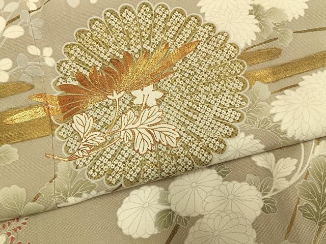 平和屋着物●豪華色留袖　駒刺繍　草花文　金彩　正絹　逸品　未使用　AABM8345fy