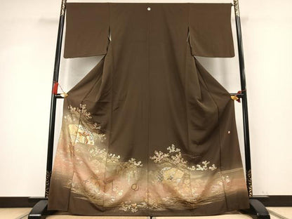 平和屋着物●豪華色留袖　作家物　駒刺繍　地紙鳳凰花文　暈し染め　金銀彩　正絹　逸品　AABM8346fy