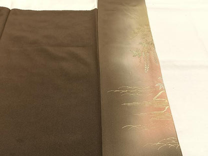 平和屋着物●豪華色留袖　作家物　駒刺繍　地紙鳳凰花文　暈し染め　金銀彩　正絹　逸品　AABM8346fy