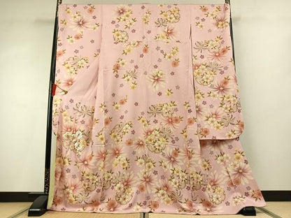 平和屋着物●豪華振袖　刺繍　雪輪花文　金糸　銀通し地　ロング丈　正絹　逸品　AABM8348fy