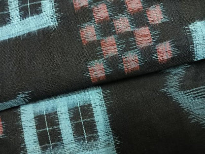平和屋着物●久留米絣　単衣　幾何学文様　綿　逸品　AABM8352fy