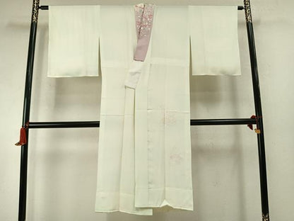 平和屋着物●中国三大刺繍　スワトウ刺繍　汕頭刺繍　総刺繍　長襦袢　無双仕立て　冊子花文　暈し染め　半衿刺繍　正絹　逸品　AABM8353fy