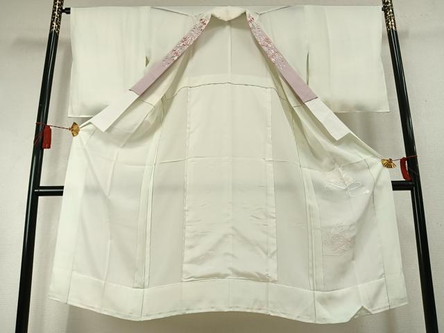 平和屋着物●中国三大刺繍　スワトウ刺繍　汕頭刺繍　総刺繍　長襦袢　無双仕立て　冊子花文　暈し染め　半衿刺繍　正絹　逸品　AABM8353fy