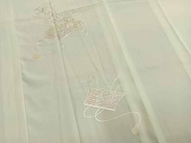 平和屋着物●中国三大刺繍　スワトウ刺繍　汕頭刺繍　総刺繍　長襦袢　無双仕立て　冊子花文　暈し染め　半衿刺繍　正絹　逸品　AABM8353fy