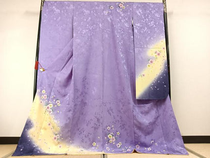 平和屋着物●豪華振袖　舞桜文　暈し染め　ロング丈　正絹　逸品　AABM8356fy