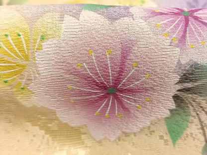 平和屋着物●豪華振袖　舞桜文　暈し染め　ロング丈　正絹　逸品　AABM8356fy