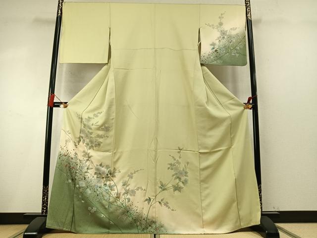 平和屋着物●訪問着　螺鈿　花蝶文　暈し染め　金銀彩　正絹　逸品　AABM8362fy