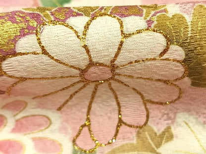 平和屋着物●豪華振袖　雪輪花文　暈し染め　金彩　ロング丈　正絹　逸品　AABM8363fy