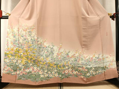平和屋着物●本加賀友禅作家　百貫華峰　色留袖　花鳥文　暈し染め　正絹　逸品　AABM8371fy