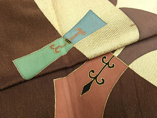 平和屋着物●訪問着　幾何学文様　金彩　金通し地　正絹　逸品　AABM8376fy