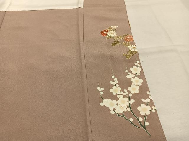 平和屋着物●西陣　京の名門　じゅらく謹製　帝王紫　色留袖　駒刺繍　色紙飛鳥枝梅花文　金彩　正絹　逸品　AABM8378fy